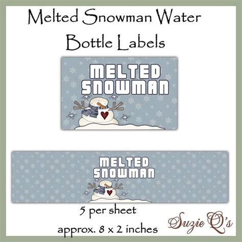 melted snowman water bottle labels  printable