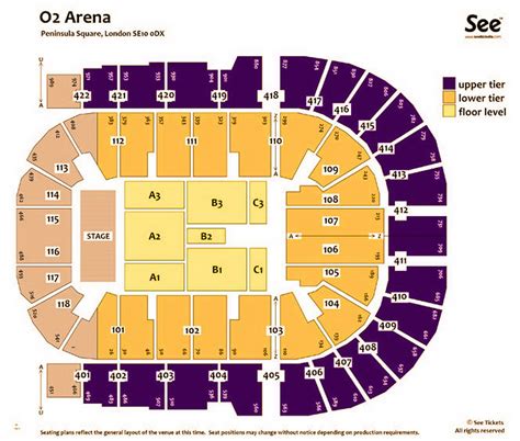 arena london seating plan detailed seat numbers chart