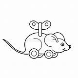 Mouse Clockwork Coloring Toy Outline Book Kids Vector Preview sketch template
