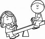 Coloring Pages Teeter Totter Kids sketch template
