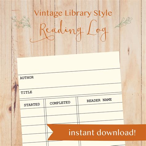 printable vintage style library card reader log borrower card