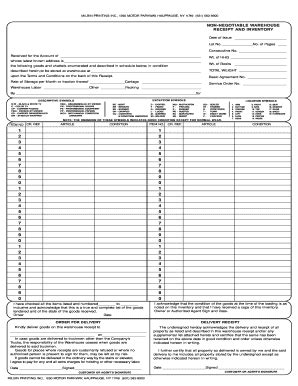 warehouse receipt form templates pdffiller