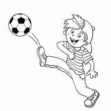 Ball Soccer Coloring Clipart Outline Pages Kicking Boy Cartoon Kickball Football Drawing Kick Kids Getdrawings Small Playing Color Getcolorings Printable sketch template