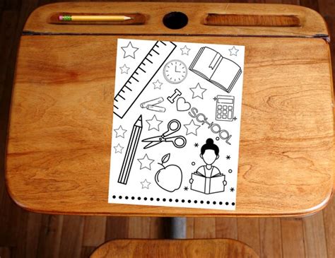 printable coloring page school classroom coloring pages etsy