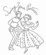 Dance Embroidery Square sketch template