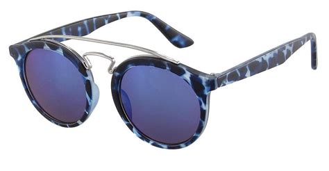 bolcom zonnebril met blauw pantermotief en blauwe glazen