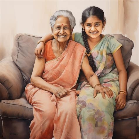 Premium Ai Image Indian Granny Mom And Me Three Generations Of Girl