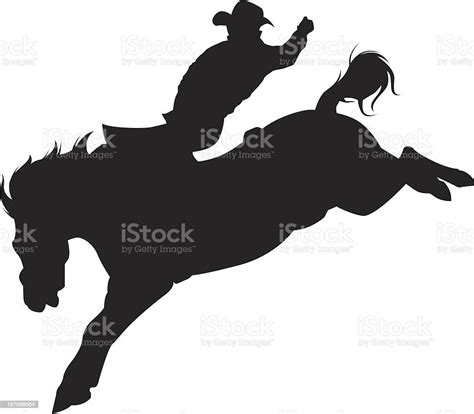 ilustración de vaquero montando una bucking bronco silueta y más