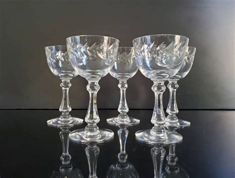 Cambridge Crystal Cordial Glasses Set Of 5 Vintage Etched Etsy