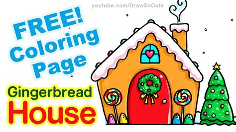 draw  gingerbread house step  step easy youtube