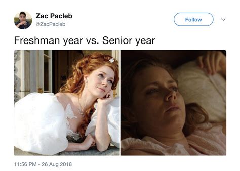 freshman year versus senior year college memes are going
