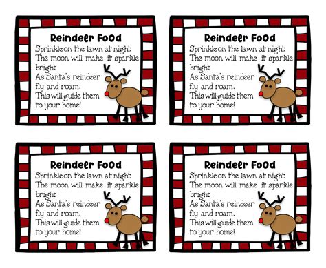 reindeer food poem printable labels     printablee