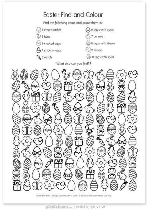 easter find  colour activity  printable fun easter puzzles