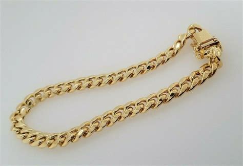 14k Yellow Gold Cuban Link Bracelet Anklet 8 Inches 6mm