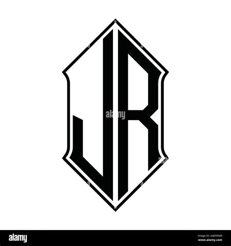jr logo monogram  shieldshape  black outline design template