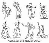 Indian Kathak Dance Dancers Silhouettes Vector Isolated Contour Set Pose Draw Template Sketch Shutterstock sketch template