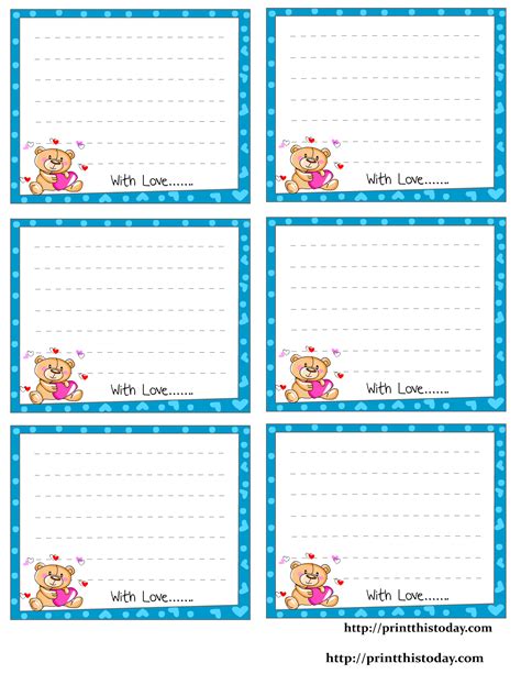 printable note cards templates printable