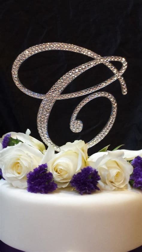 6 Tall Initial Monogram Wedding Cake Topper Swarovski Crystal