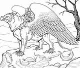 Coloring Pages Griffin Animals Fantastic Coloriage Animaux Fantasy Fantastiques Animal Griffon Colouring Printable Adults Adult Therapy Life Mythical Coloriages Color sketch template