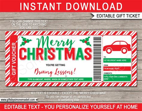 driving lessons gift voucher template certificate ticket etsy
