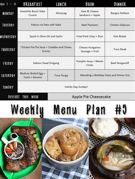 weekly menu plan   peach kitchen