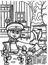 Masha Bear Coloring Pages Naughty Rabbit Found Color Ninja Netflix Kleurplaat Hallo Clipartmag Drawing sketch template