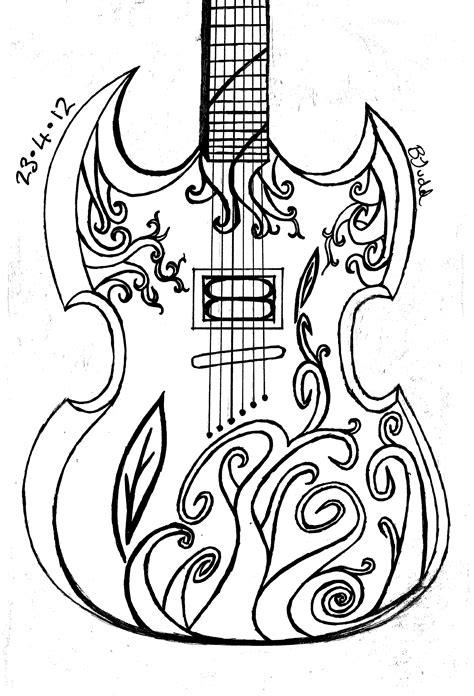 big guitar outline drawing  getdrawings