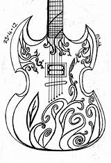 Guitar Drawing Outline Easy Big Template Simple Acoustic Cake Getdrawings sketch template