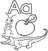 Letter Coloring Ant Apple Alligator Pages Kids Printable Ten sketch template