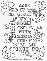 Coloring Pages Matthew Bible Ask Kids Verse Given Printable Will Jesus Coloringpagesbymradron School Door Verses Philippians Sheets Sunday Knocking Color sketch template