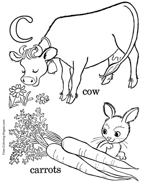 alphabet coloring pages    carrot abc coloring pages