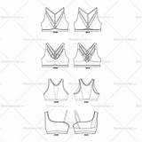 Bra Templates Flat Fashion Sports Flats Women Illustrator Technical Tech Pack sketch template