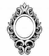 Mirror Drawing Vintage Frame Antique Oval Filigree Paintingvalley Drawings sketch template