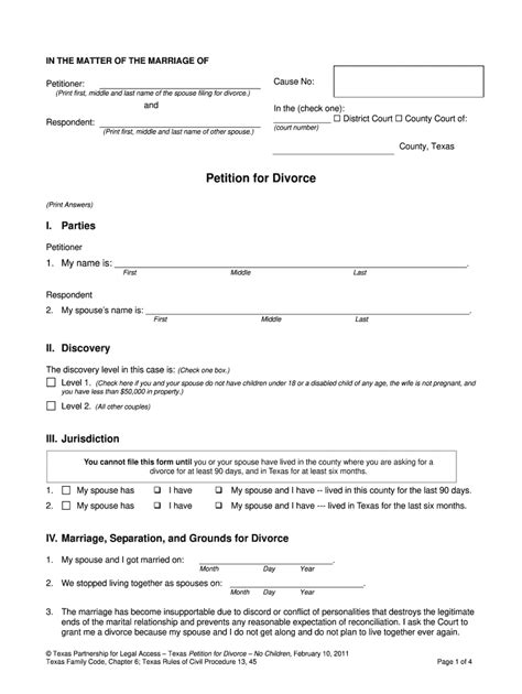 divorce papers child support printable forms texas printable forms