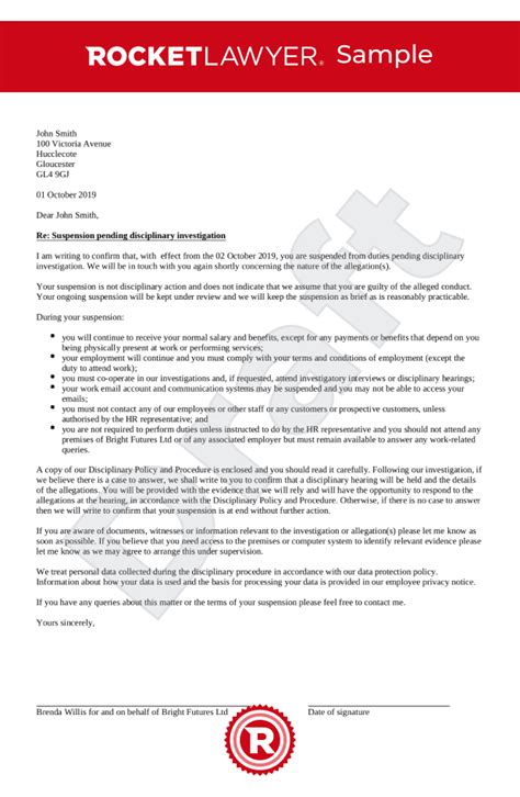suspension letter template faqs rocket lawyer uk