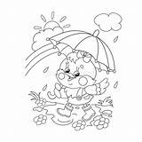 Outline Rain Walking Chicken Coloring Happy Preview sketch template