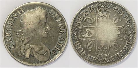 great britain crown  charles ii  shillings vg afine ma shops