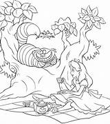 Alice Wonderland Coloring Pages Printable Burton Tim Cat Adult Disney Sheets Tea Party Colouring Color Printables Book Getdrawings Getcolorings Adventure sketch template
