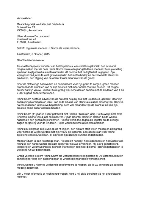 verzoekbrief herkansing  periode  nederlands verzoekbrief maatschappelijk werkster