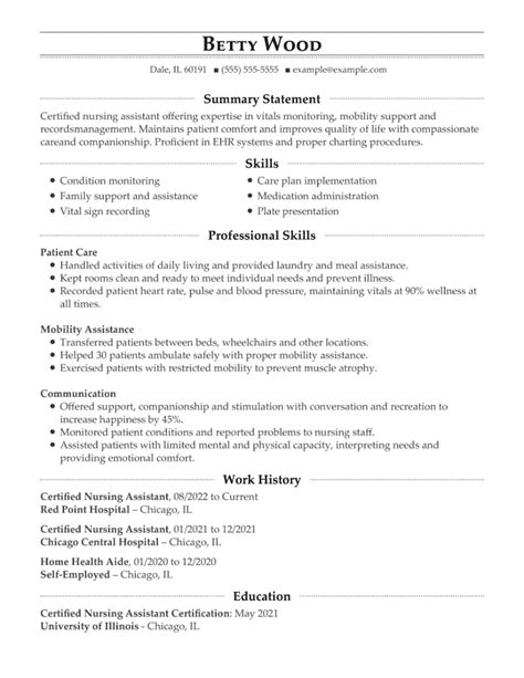 resume template  cna position