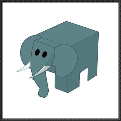 animal paper model elephant cube craft
