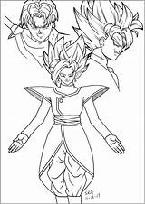 Goku Coloring Dragon Ball Trunks Zamasu Super Kids Pages Dragonball Few Details Characters sketch template