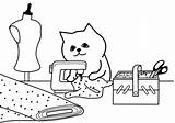 Cat Sewing Coloring Machine Tailor Pages Job Svg Cartoon Drawing Geeksvgs Categories Tag Info sketch template