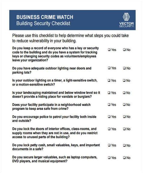 Building Security Checklist Template For Your Needs