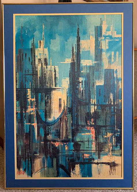 vintage 60s montez lithograph abstract print mid century