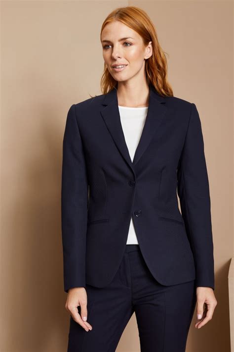 contemporary womens  button suit jacket long navy simon jersey