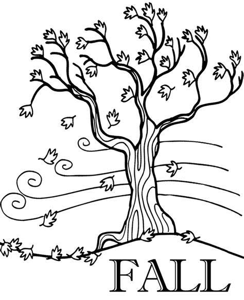 fall printable coloring page  tree  leaves falling