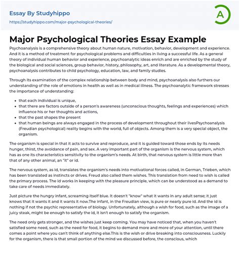 major psychological theories essay  studyhippocom