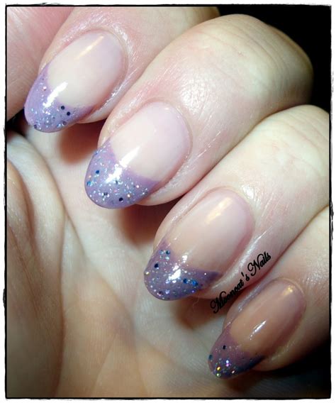 purple french  glitter nails glitter purple