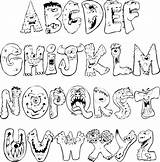 Scary Alphabet Monsters Coloring Pages Lettering Graffiti Alphabets Monster Colorthealphabet Letter Printable Abc Visit Color Choose Fonts Board sketch template